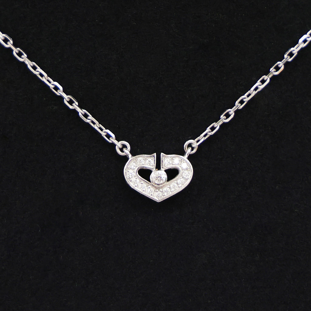 Preloved CARTIER C Heart Diamond Necklace 18K White Gold 4.2g