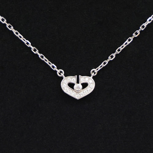 Preloved CARTIER C Heart Diamond Necklace 18K White Gold 4.2g