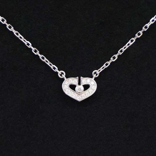 Preloved CARTIER C Heart Diamond Necklace 18K White Gold 4.2g