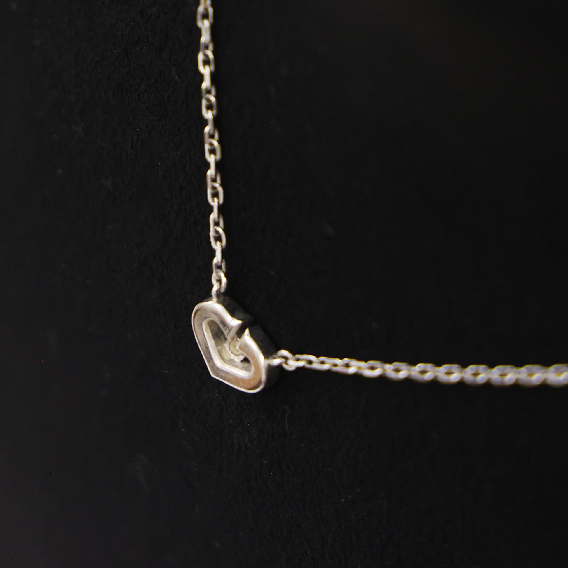 Preloved CARTIER C Heart Diamond Necklace 18K White Gold 4.2g