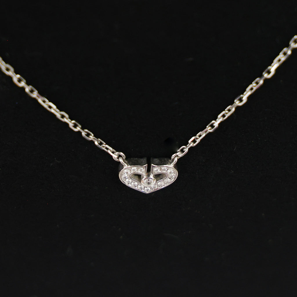Preloved CARTIER C Heart Diamond Necklace 18K White Gold 4.2g