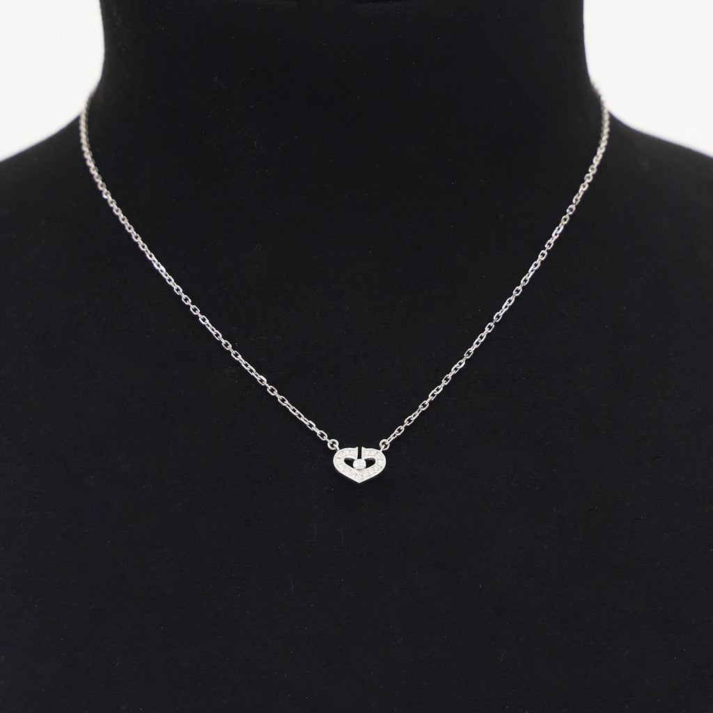 Preloved CARTIER C Heart Diamond Necklace 18K White Gold 4.2g