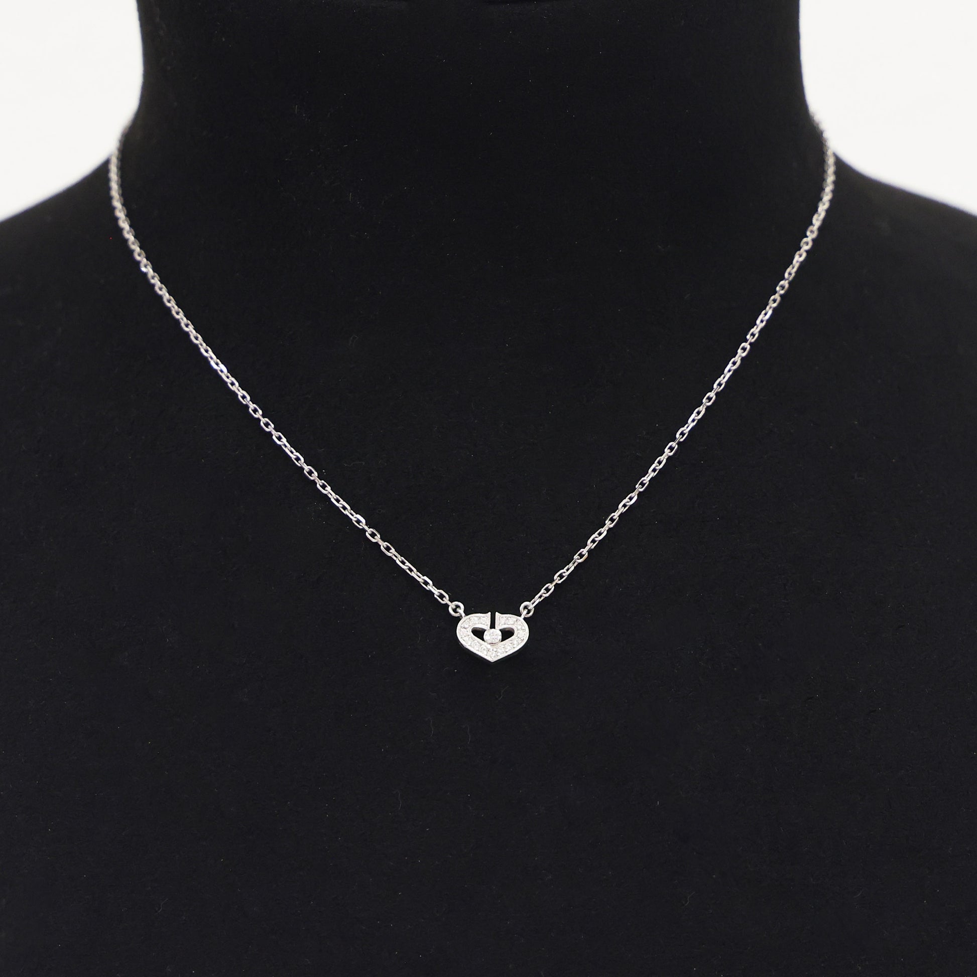 Preloved CARTIER C Heart Diamond Necklace 18K White Gold 4.2g