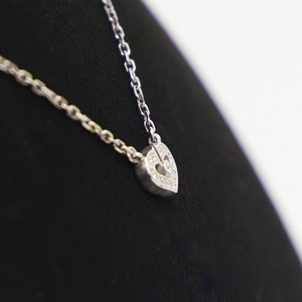Preloved CARTIER C Heart Diamond Necklace 18K White Gold 4.2g