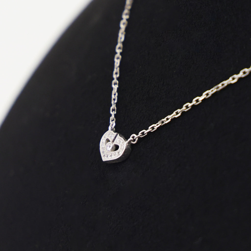 Preloved CARTIER C Heart Diamond Necklace 18K White Gold 4.2g