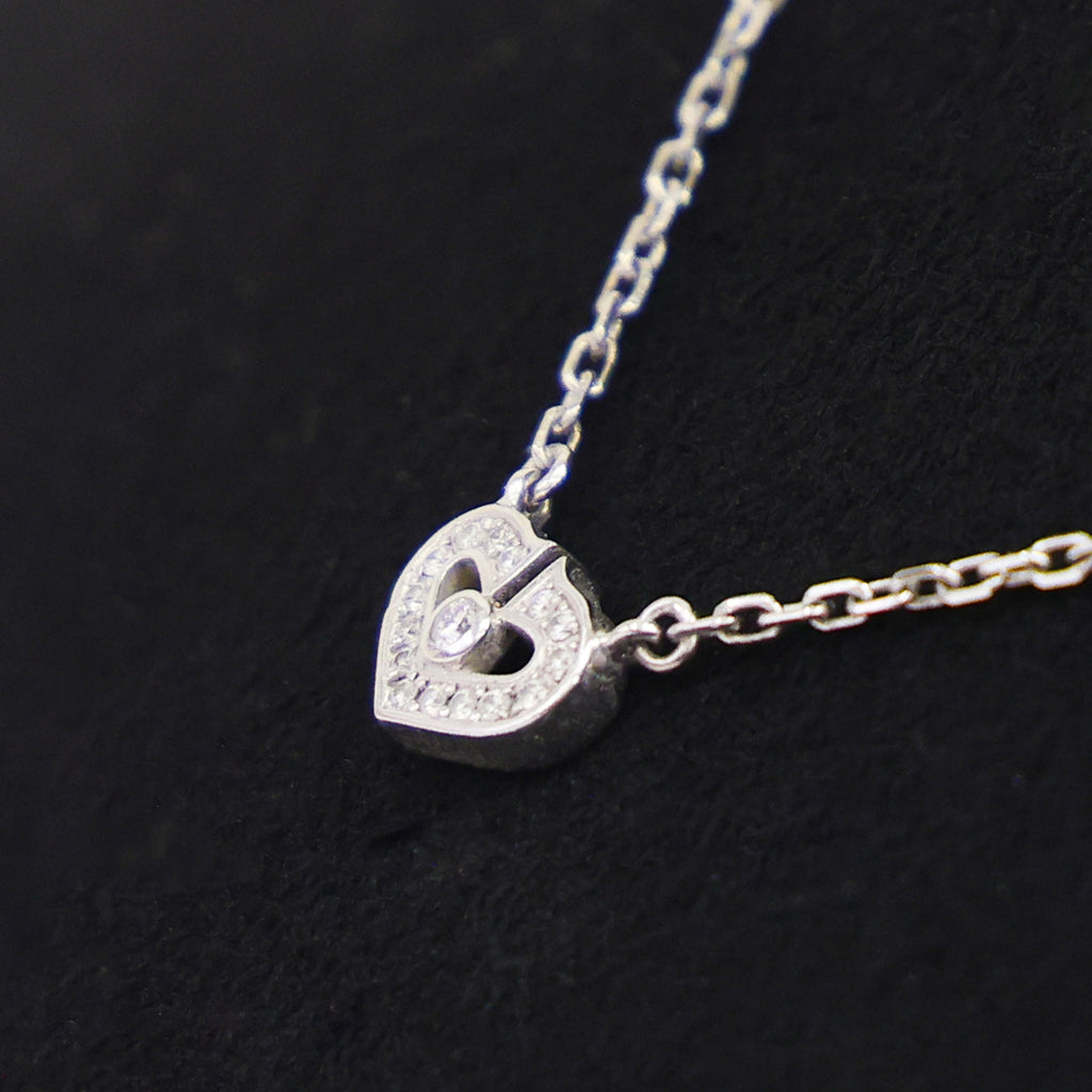 Preloved CARTIER C Heart Diamond Necklace 18K White Gold 4.2g