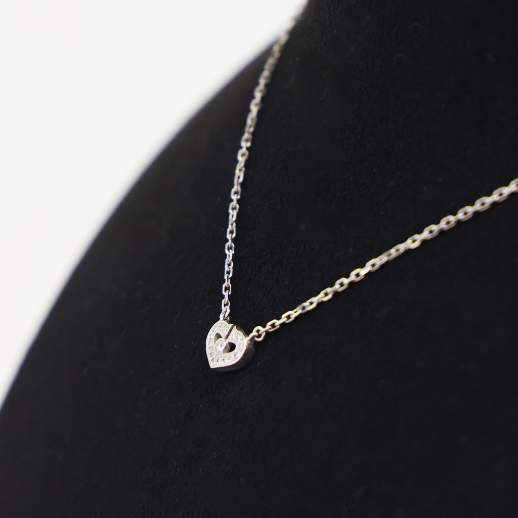 Preloved CARTIER C Heart Diamond Necklace 18K White Gold 4.2g