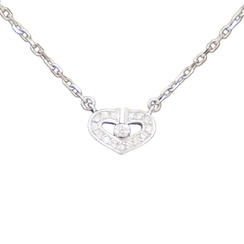 Preloved CARTIER C Heart Diamond Necklace 18K White Gold 4.2g