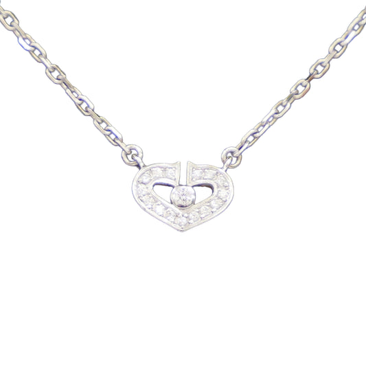Preloved CARTIER C Heart Diamond Necklace 18K White Gold 4.2g