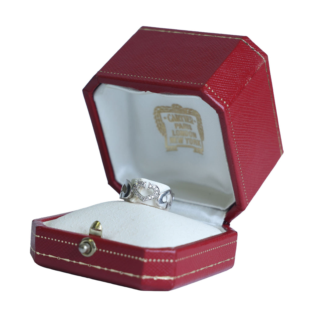 Preowned CARTIER Vintage C de Cartier 18K White Gold Diamond Ring 6.4g | Luxe Again Maison