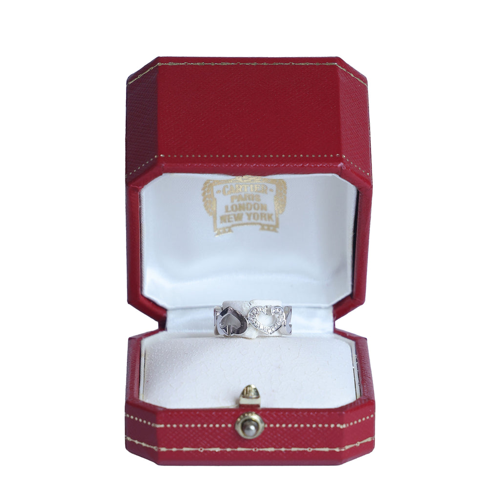 Preowned CARTIER Vintage C de Cartier 18K White Gold Diamond Ring 6.4g | Luxe Again Maison