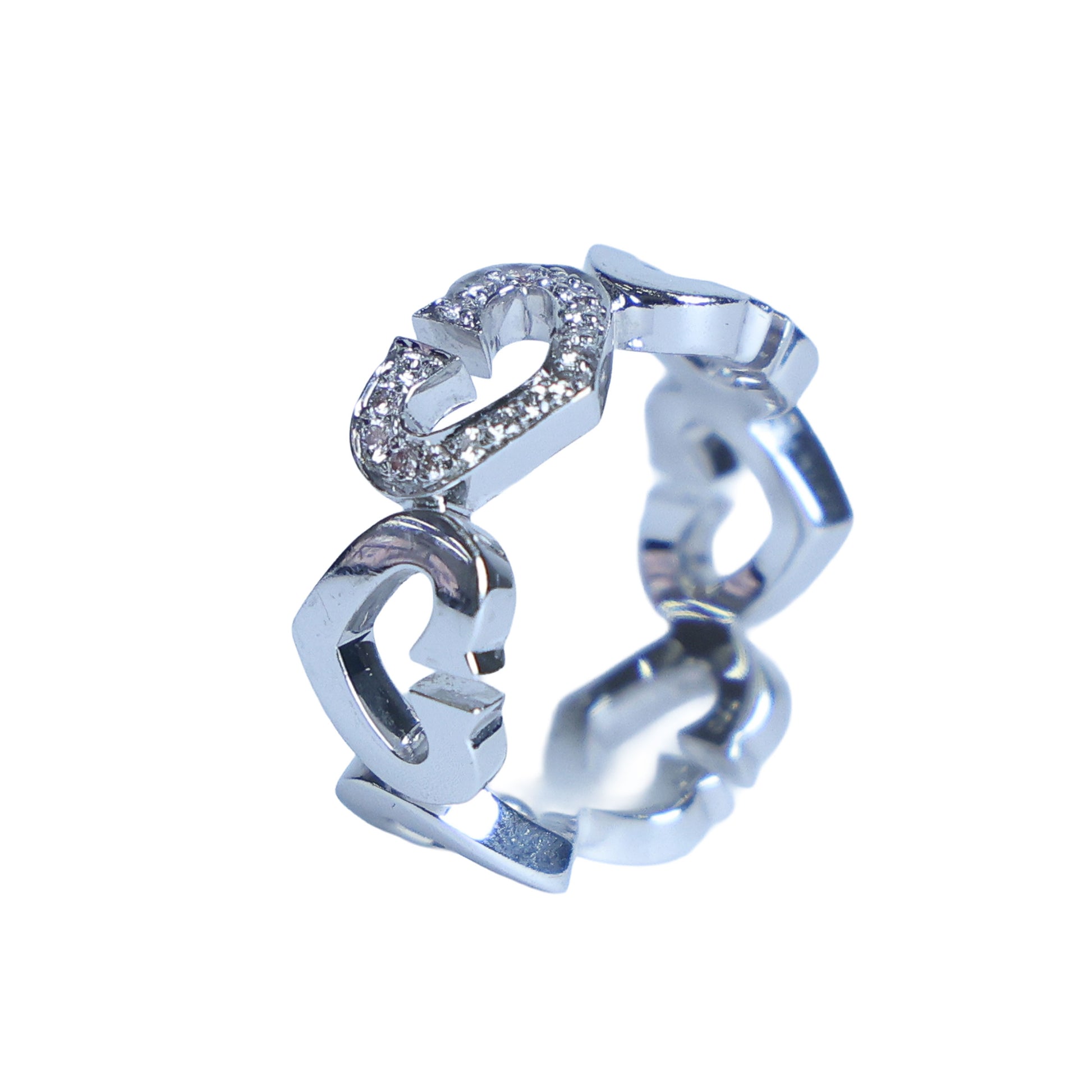 Preowned CARTIER Vintage C de Cartier 18K White Gold Diamond Ring 6.4g | Luxe Again Maison