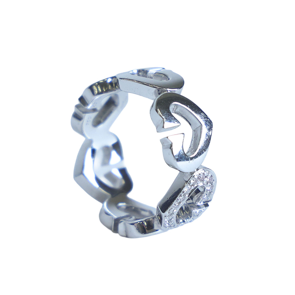 Preowned CARTIER Vintage C de Cartier 18K White Gold Diamond Ring 6.4g | Luxe Again Maison