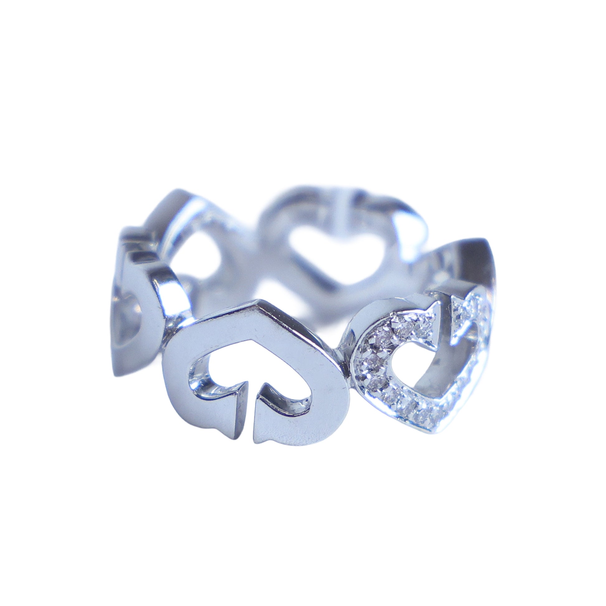 Preowned CARTIER Vintage C de Cartier 18K White Gold Diamond Ring 6.4g | Luxe Again Maison