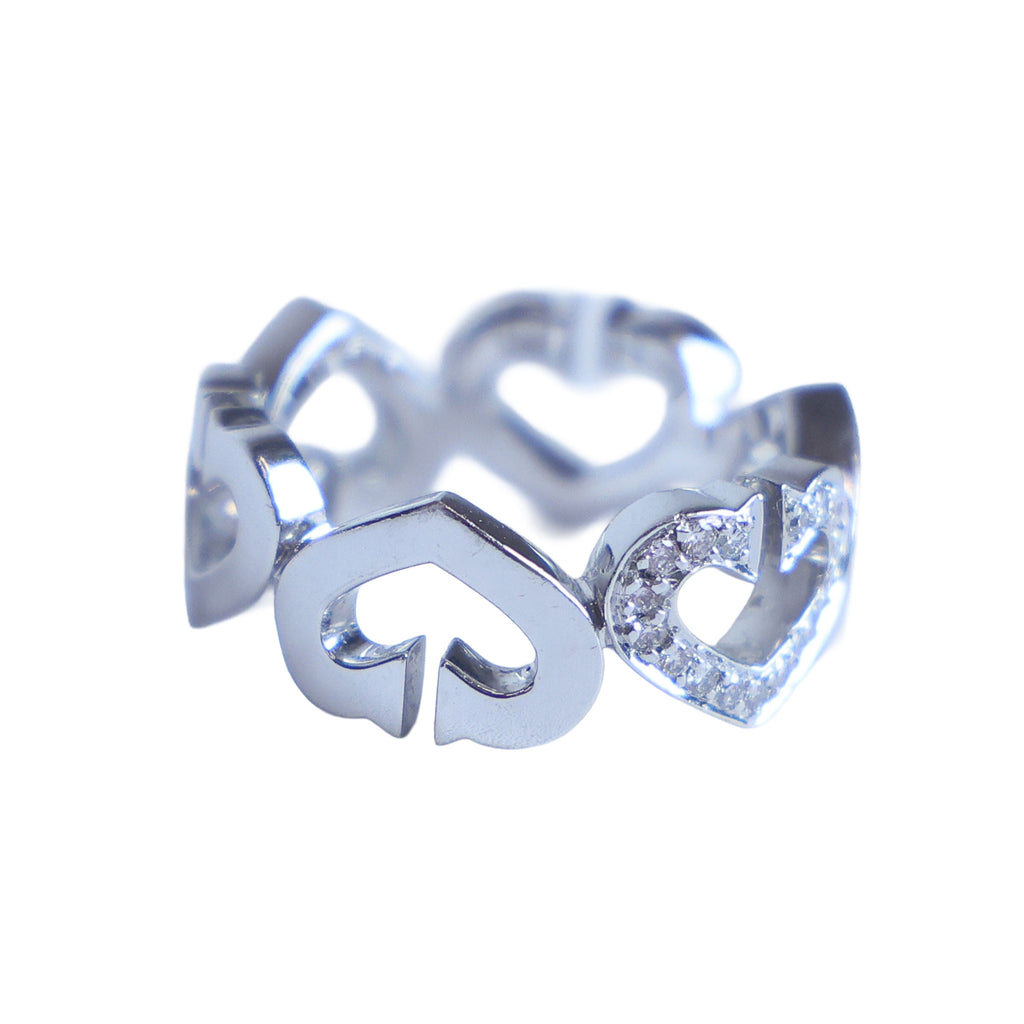 Preowned CARTIER Vintage C de Cartier 18K White Gold Diamond Ring 6.4g | Luxe Again Maison