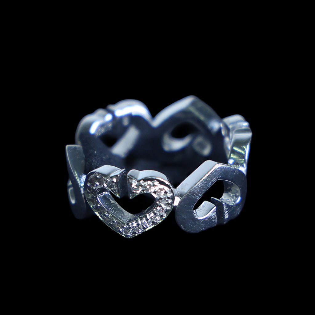 Preowned CARTIER Vintage C de Cartier 18K White Gold Diamond Ring 6.4g | Luxe Again Maison
