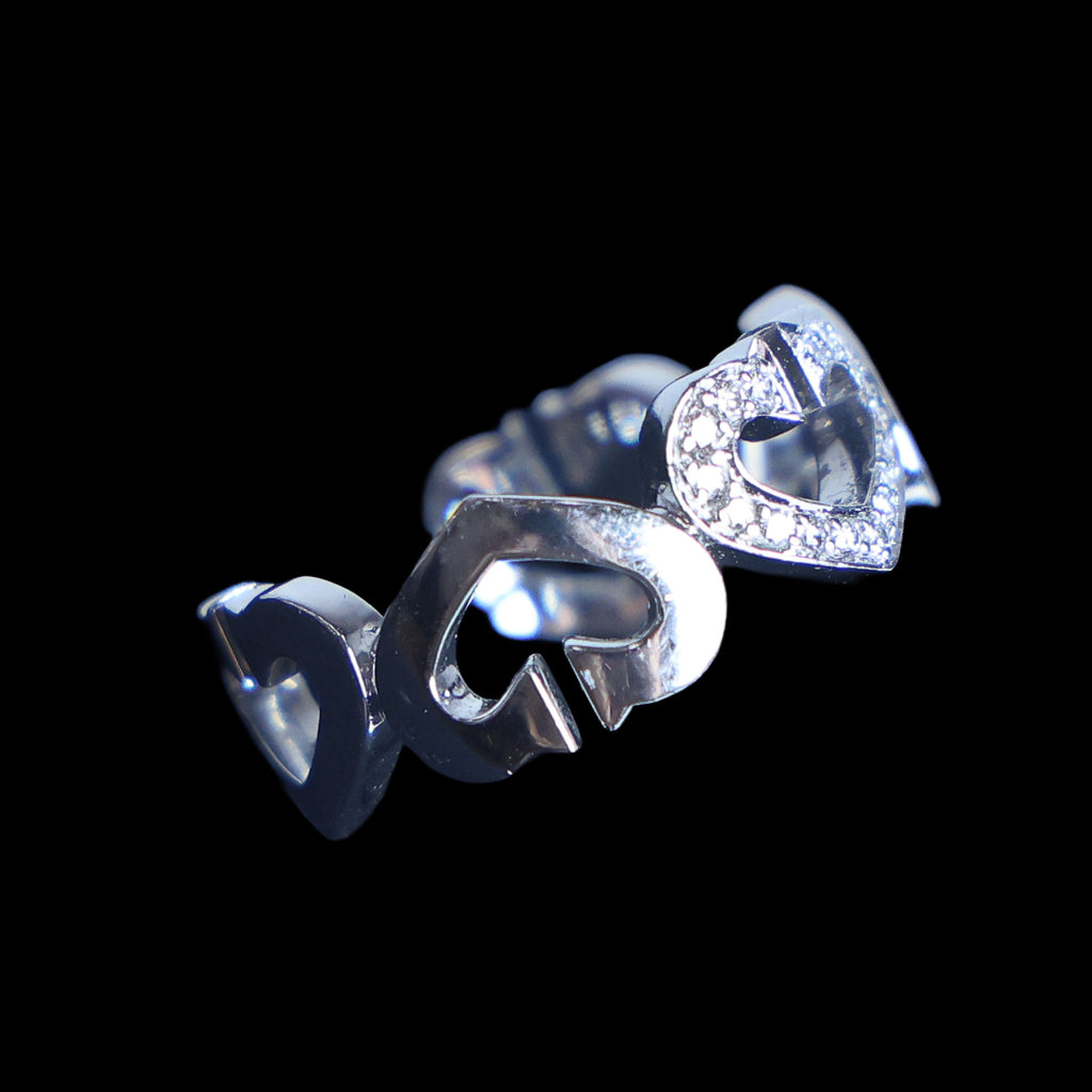Preowned CARTIER Vintage C de Cartier 18K White Gold Diamond Ring 6.4g | Luxe Again Maison