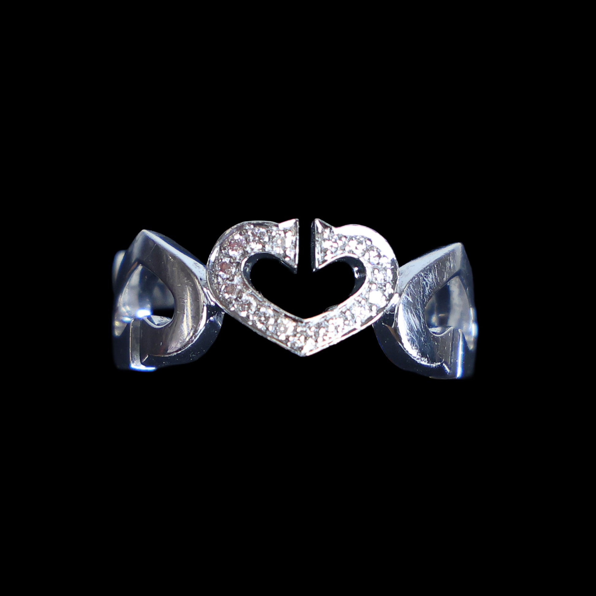 Preowned CARTIER Vintage C de Cartier 18K White Gold Diamond Ring 6.4g | Luxe Again Maison