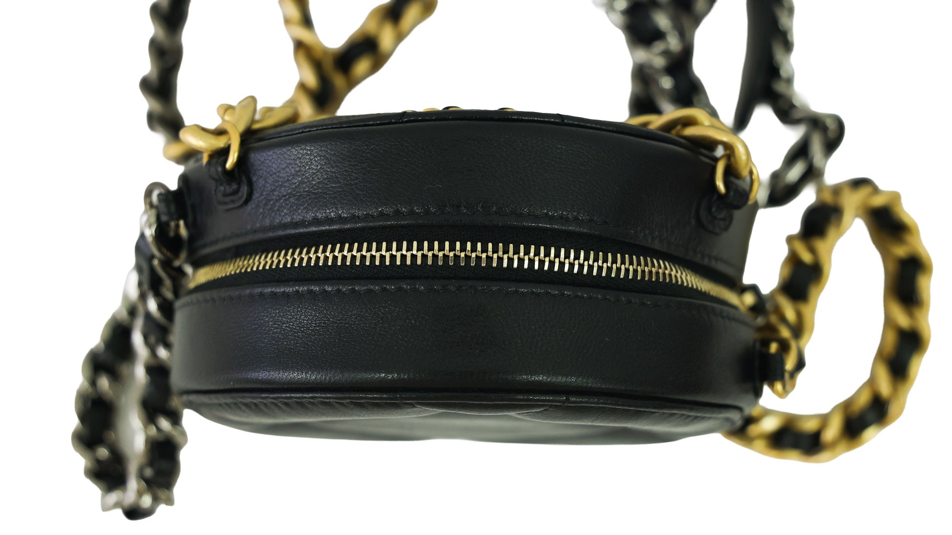 Preloved CHANEL 19 Round Circle Black Lambskin Chain Shoulder Bag 30th Series | Luxe Again Maison