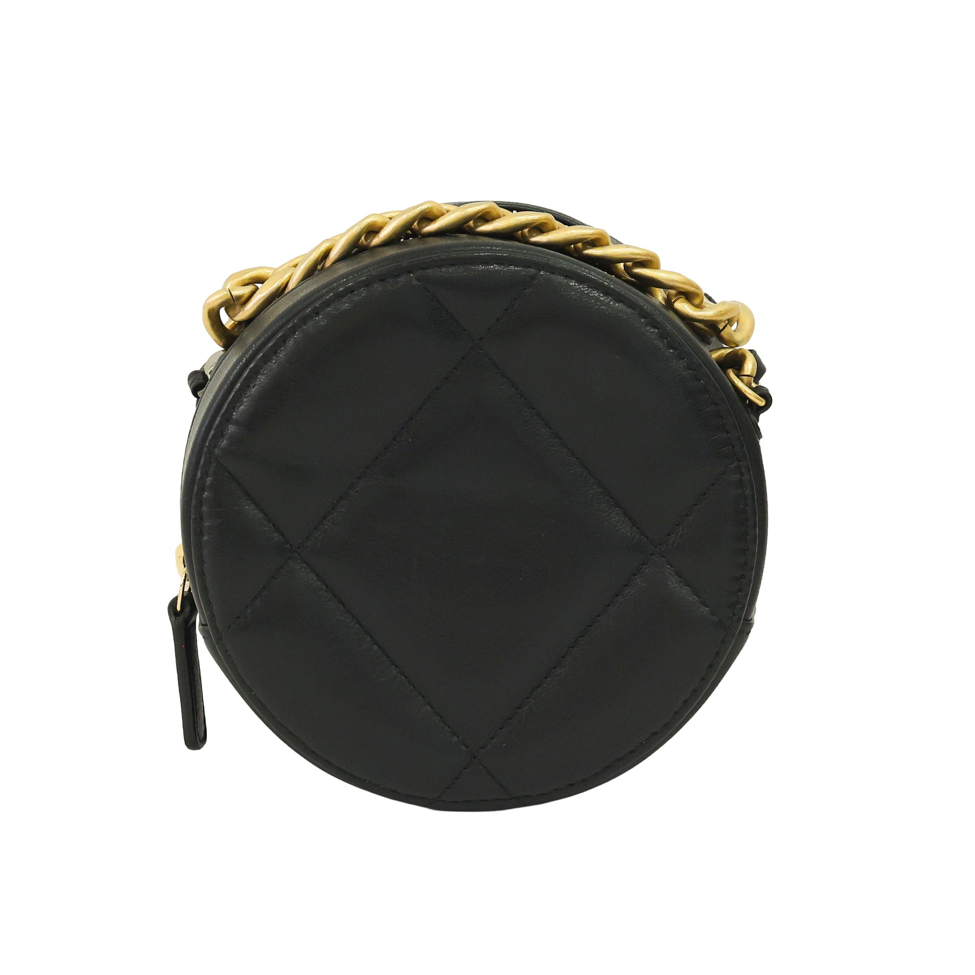 Preloved CHANEL 19 Round Circle Black Lambskin Chain Shoulder Bag 30th Series | Luxe Again Maison