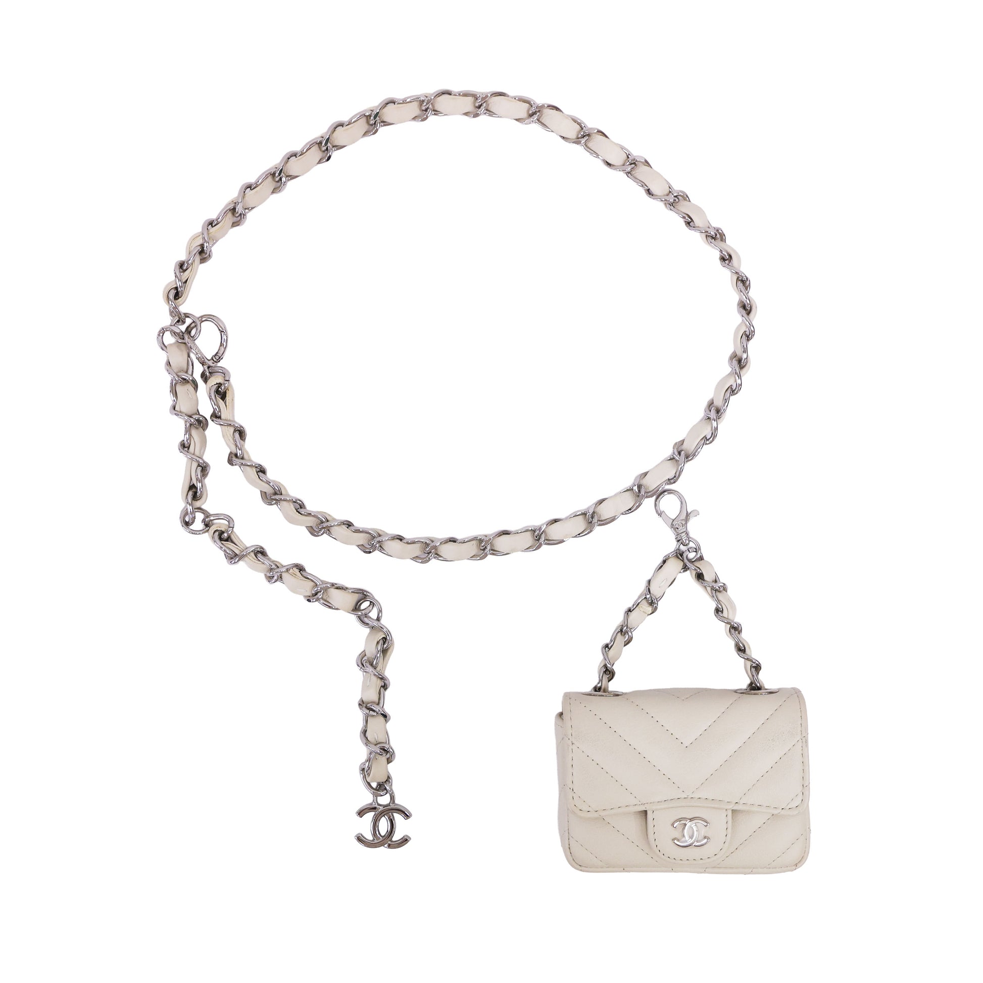 Preloved CHANEL Beige Calfskin Micro Belt Bag with Adjustable Leather Chain 31st Series | Luxe Again Maison