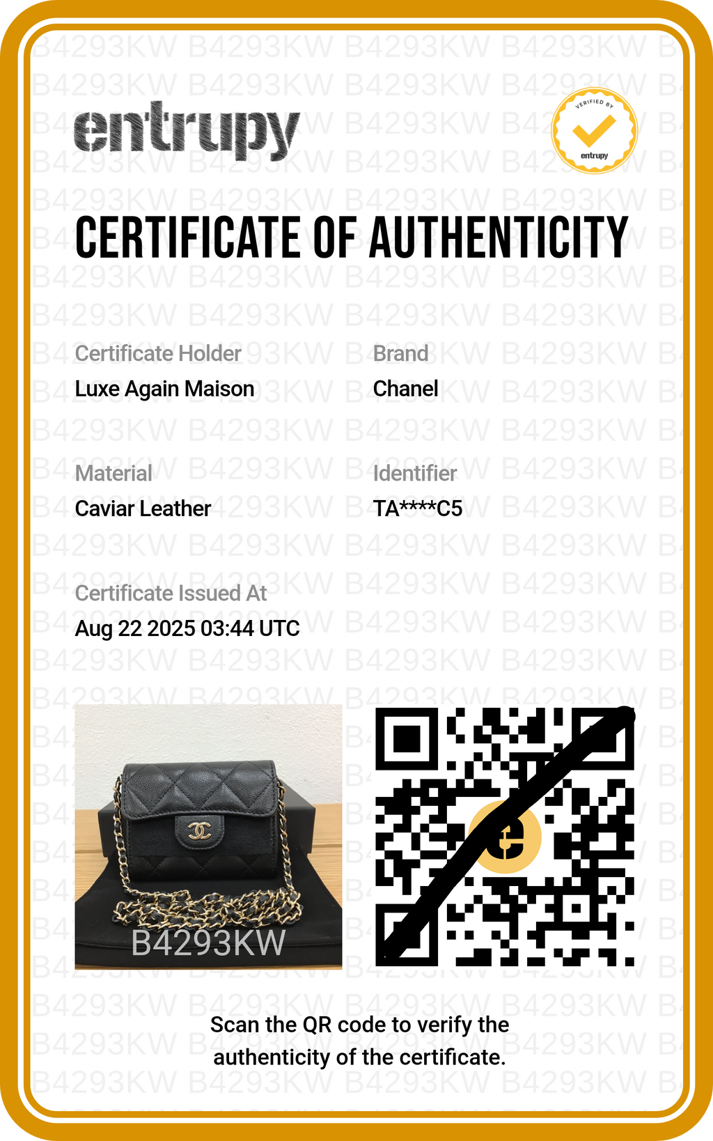 Pre-owned Chanel Black Quilted Caviar Classic CC Card Holder on Chain | Luxe Again Maison