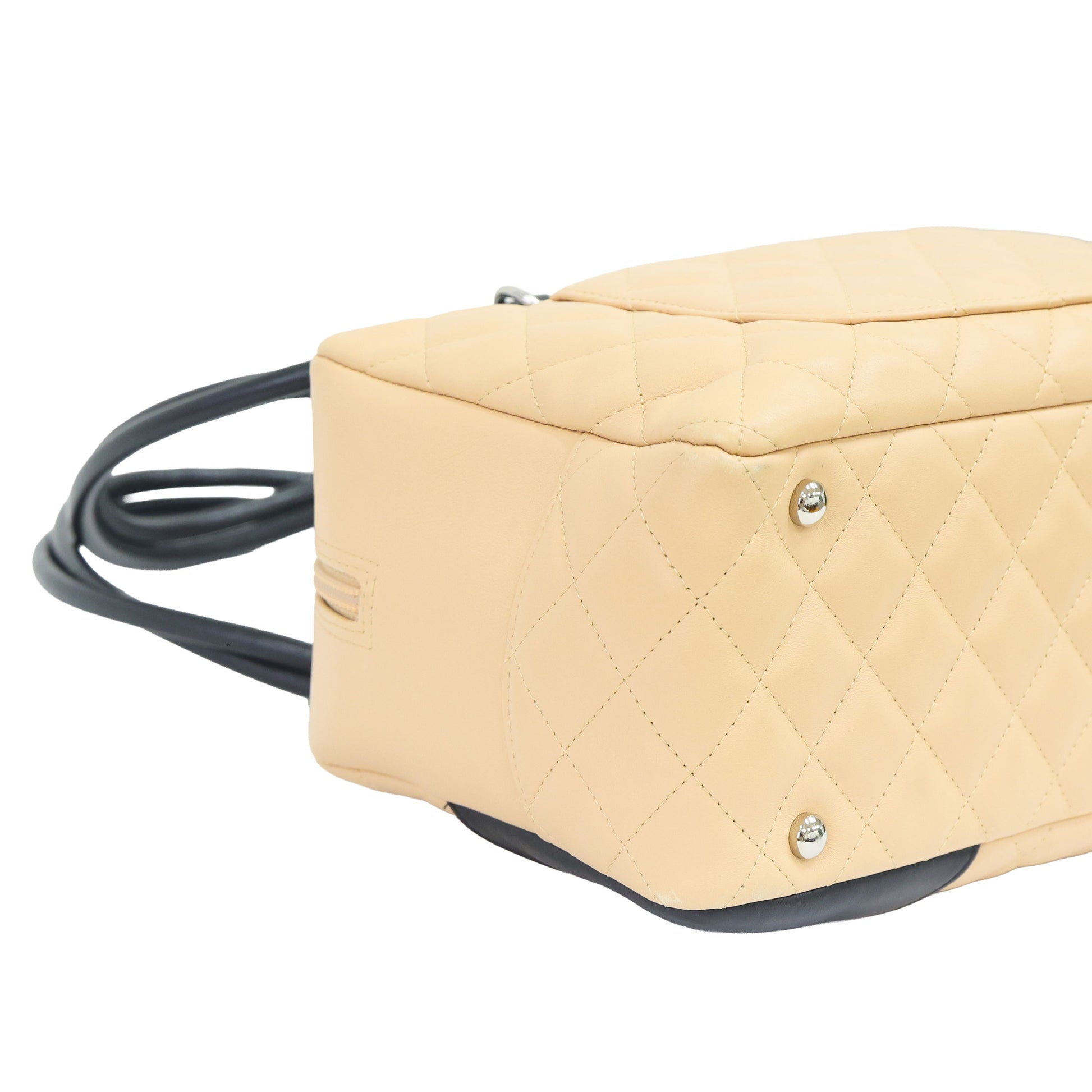 Preloved CHANEL Cambon Ligne Bowler Bag Beige & Black | Luxe Again Maison