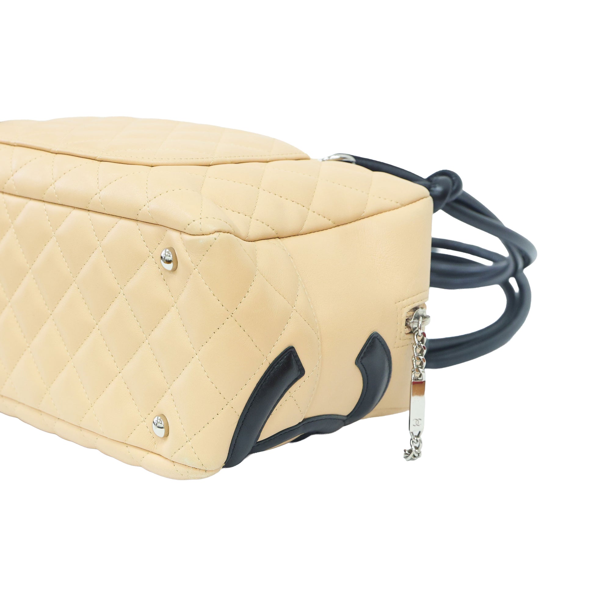 Preloved CHANEL Cambon Ligne Bowler Bag Beige & Black | Luxe Again Maison