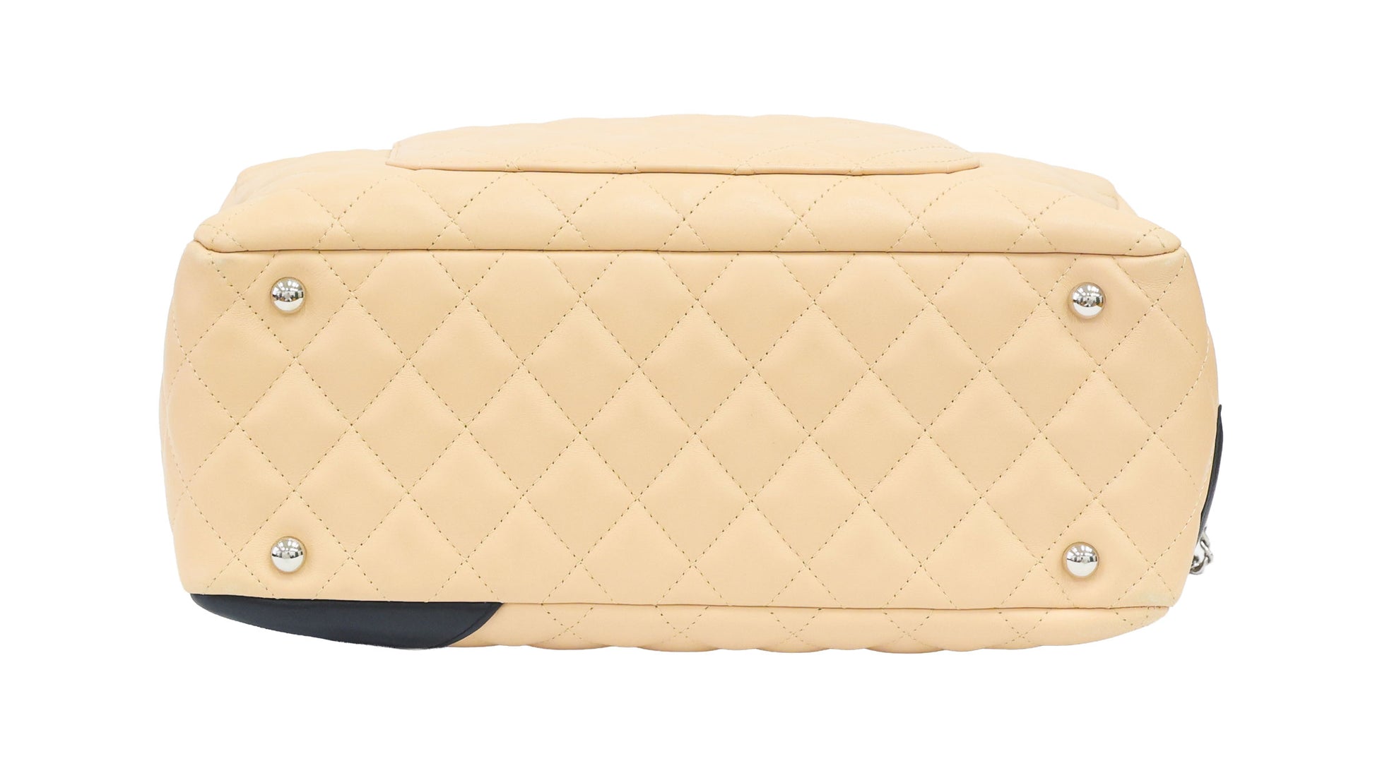 Preloved CHANEL Cambon Ligne Bowler Bag Beige & Black | Luxe Again Maison