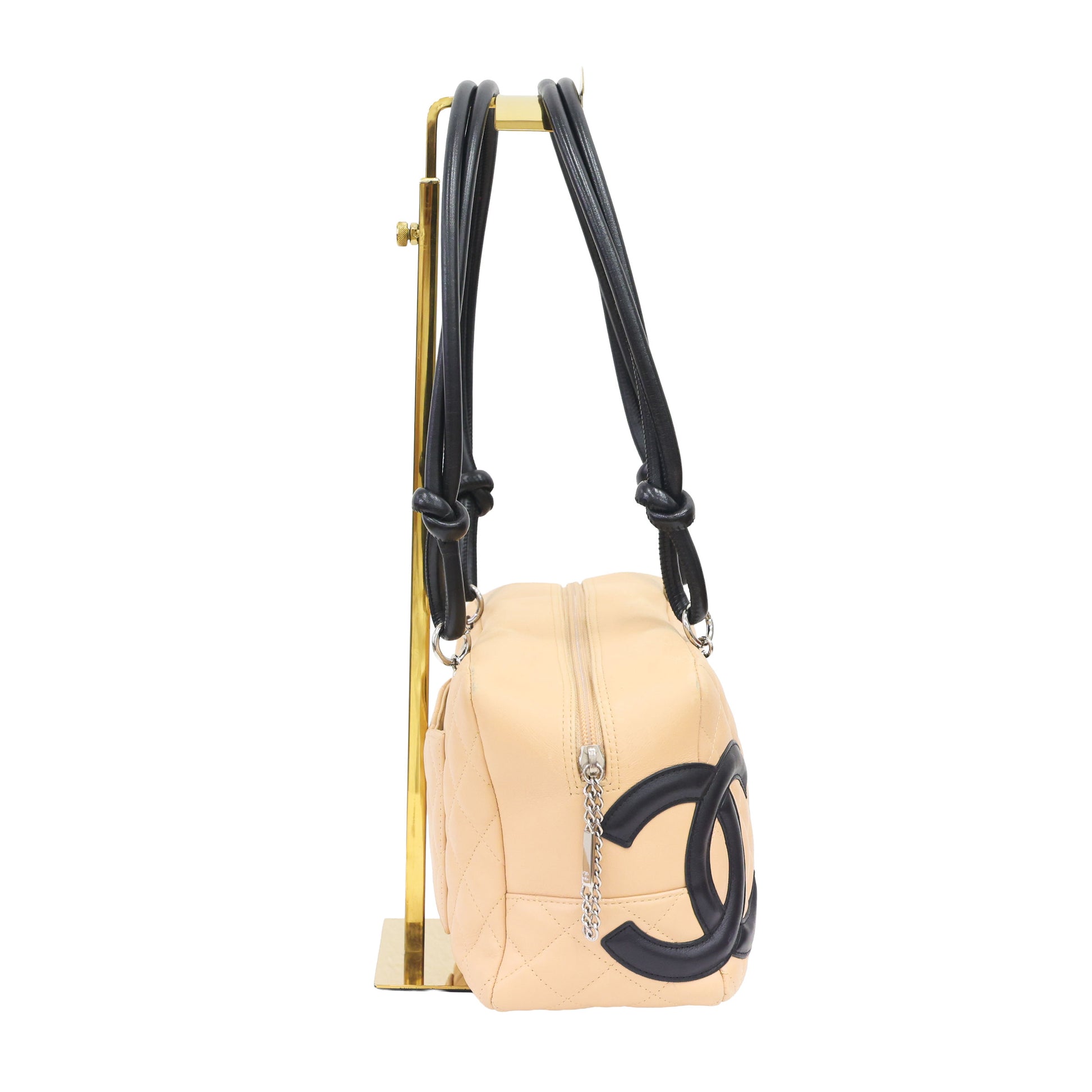 Preloved CHANEL Cambon Ligne Bowler Bag Beige & Black | Luxe Again Maison