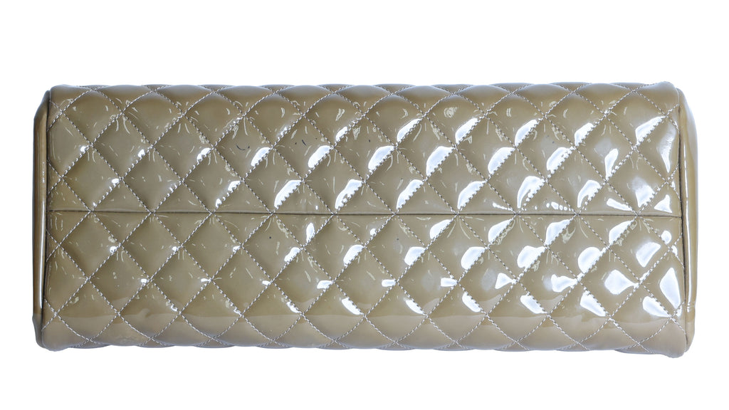 Preloved CHANEL Mademoiselle Patent Leather Chain Tote Khaki Brown 15XXXXXX | Luxe Again Maison