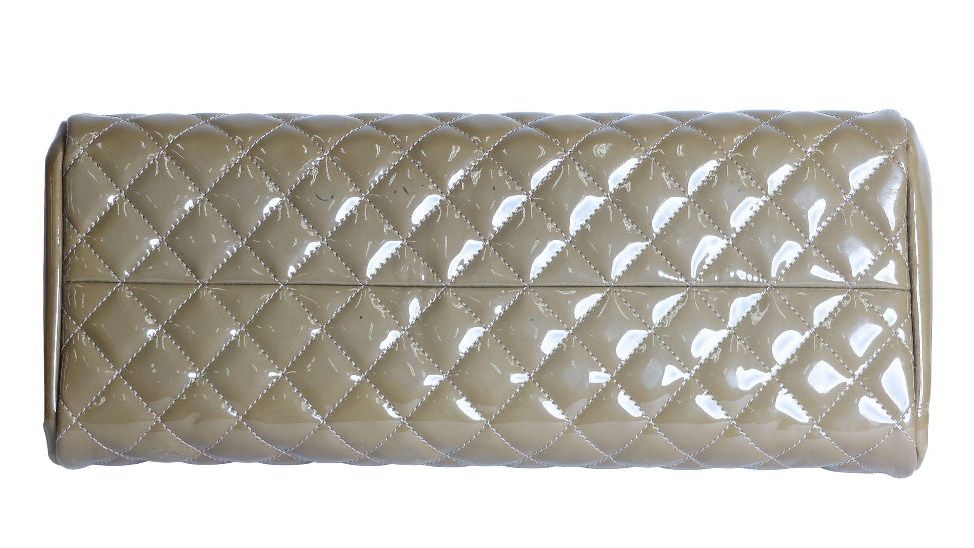 Preloved CHANEL Mademoiselle Patent Leather Chain Tote Khaki Brown 15XXXXXX | Luxe Again Maison