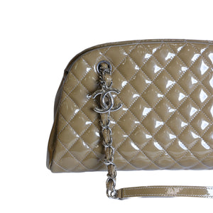 Preloved CHANEL Mademoiselle Patent Leather Chain Tote Khaki Brown 15XXXXXX | Luxe Again Maison