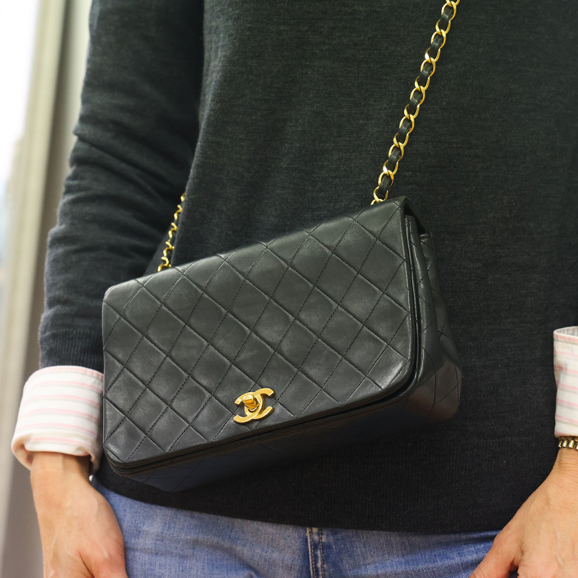 Preloved CHANEL Matelasse 23 Full Flap Lambskin G Black Bag | Luxe Again Maison