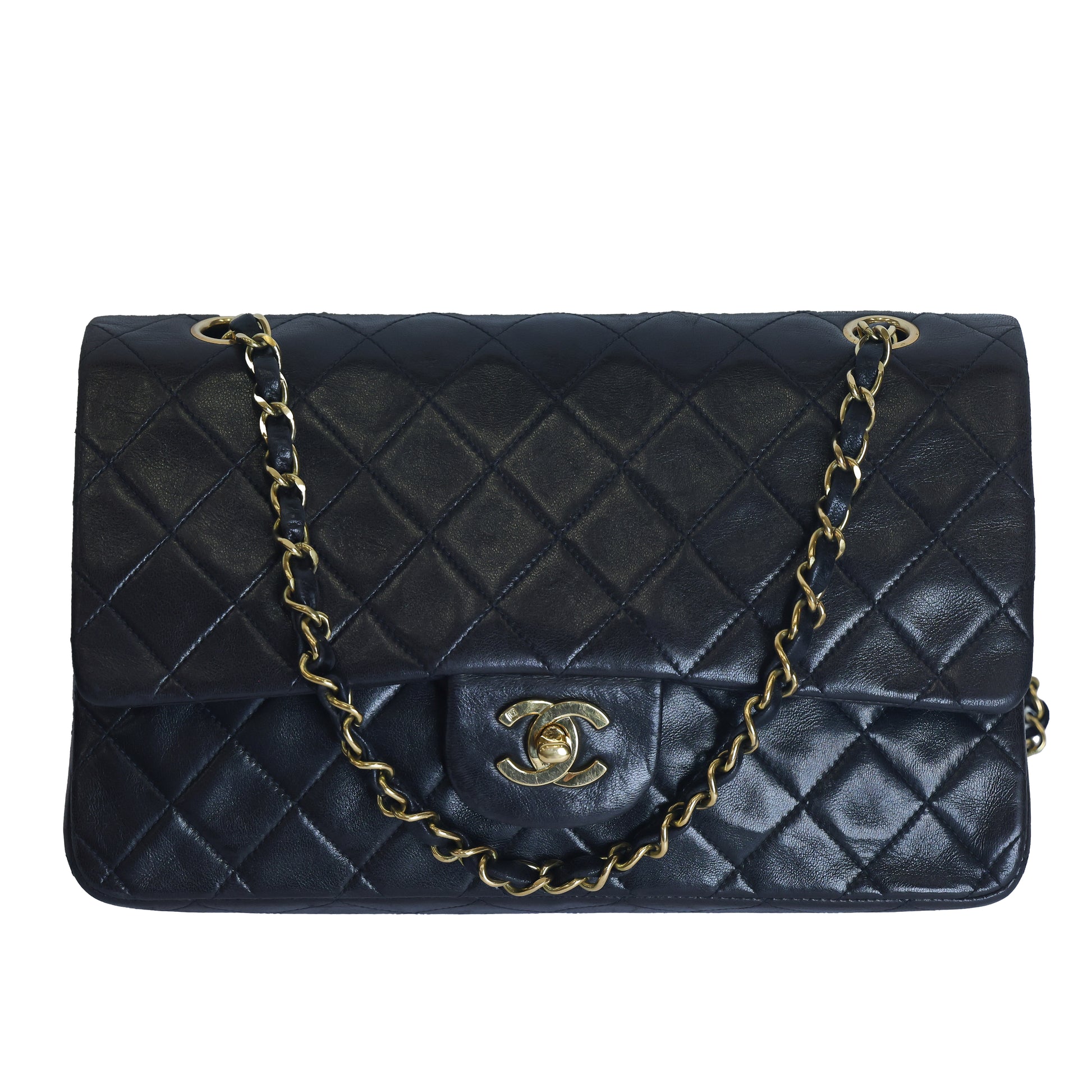 Preloved CHANEL Matelasse 25 Lambskin Double Flap Double Chain Black 3XXXXXX8 | Luxe Again Maison