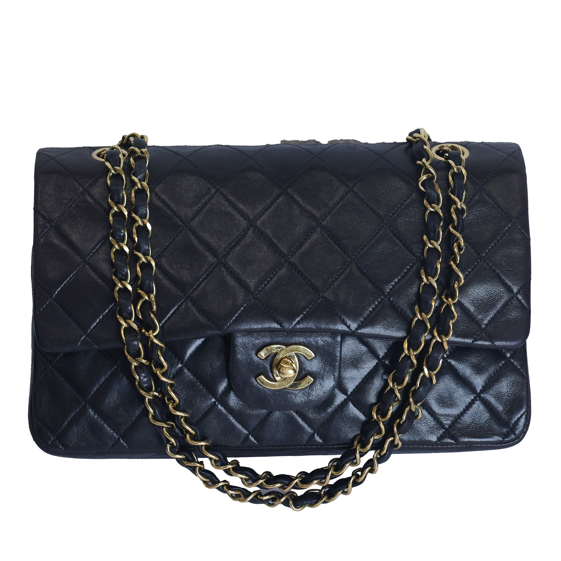 Preloved CHANEL Matelasse 25 Lambskin Double Flap Double Chain Black 3XXXXXX8 | Luxe Again Maison
