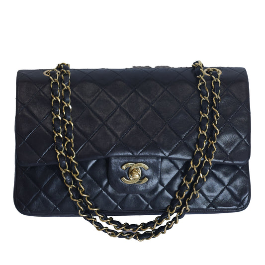 Preloved CHANEL Matelasse 25 Lambskin Double Flap Double Chain Black 3XXXXXX8 | Luxe Again Maison