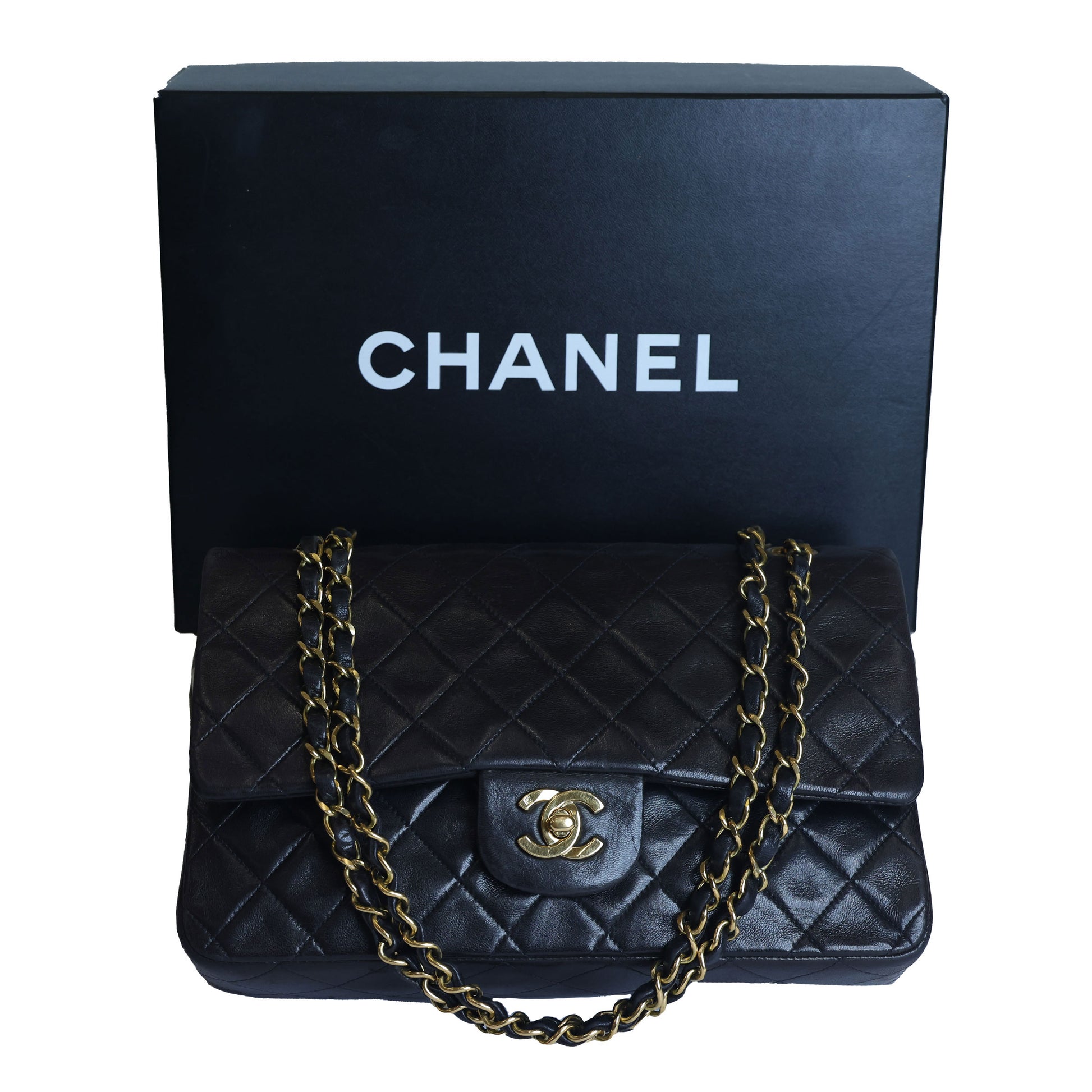 Preloved CHANEL Matelasse 25 Lambskin Double Flap Double Chain Black 3XXXXXX8 | Luxe Again Maison