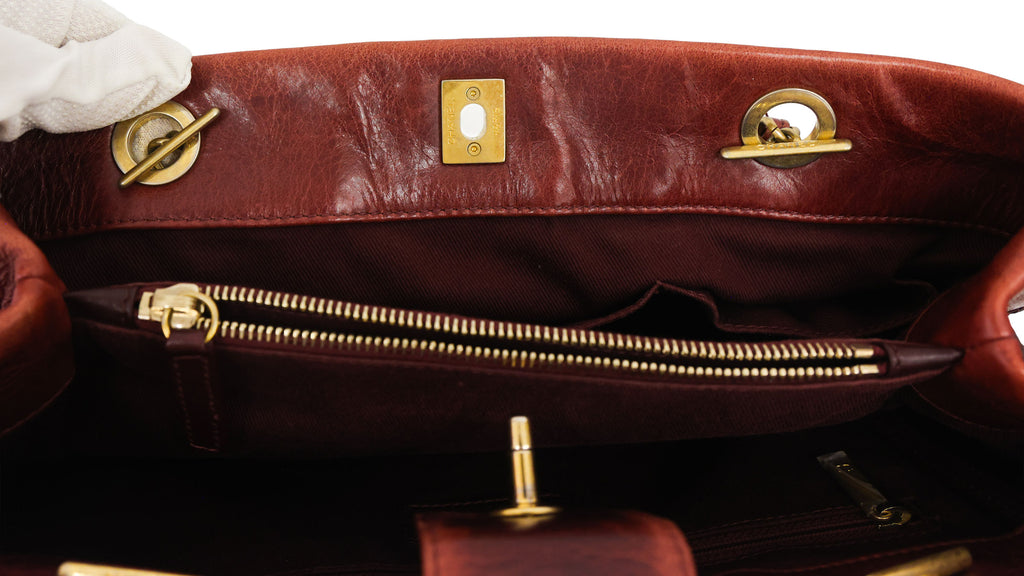 Preloved CHANEL Matelasse Calfskin Chain Tote Burgundy 20th Series  | Luxe Again Maison