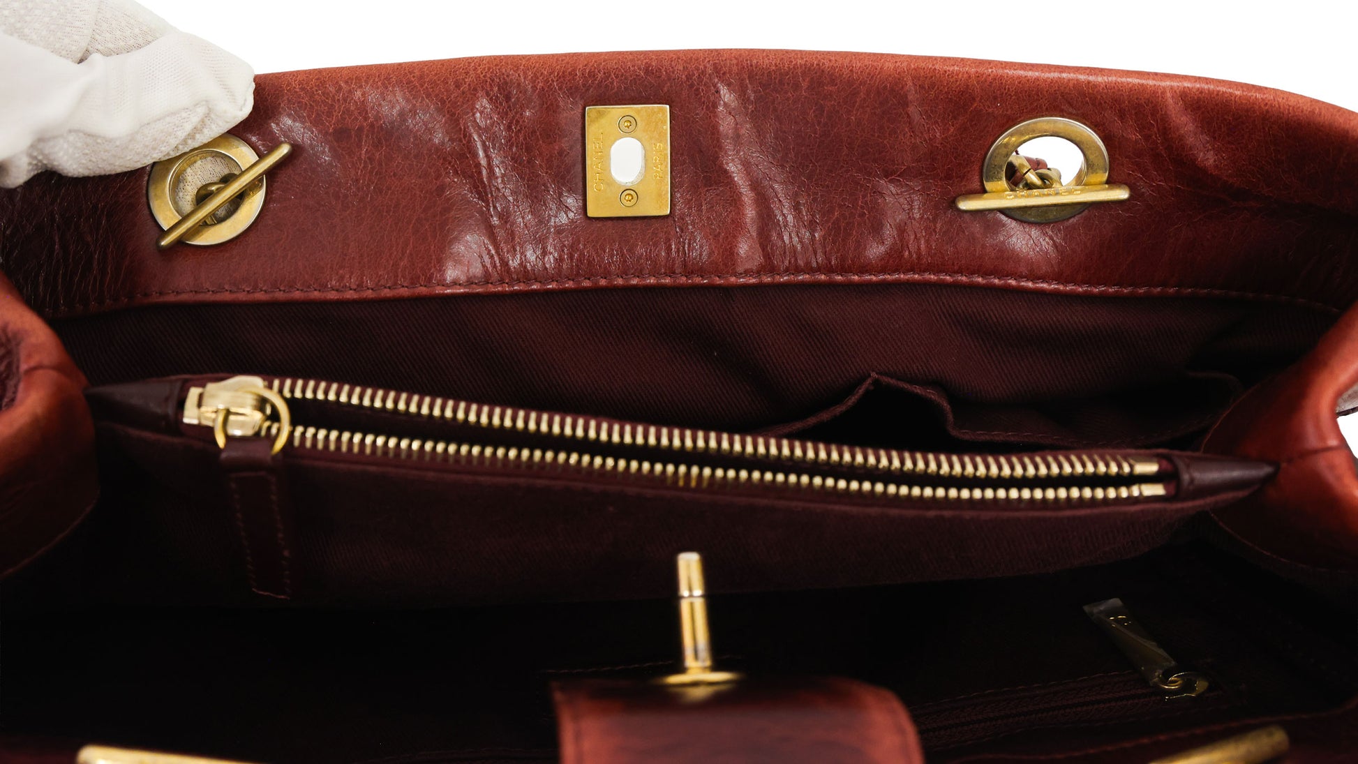 Preloved CHANEL Matelasse Calfskin Chain Tote Burgundy 20th Series  | Luxe Again Maison