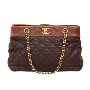 Preloved CHANEL Matelasse Calfskin Chain Tote Burgundy 20th Series  | Luxe Again Maison