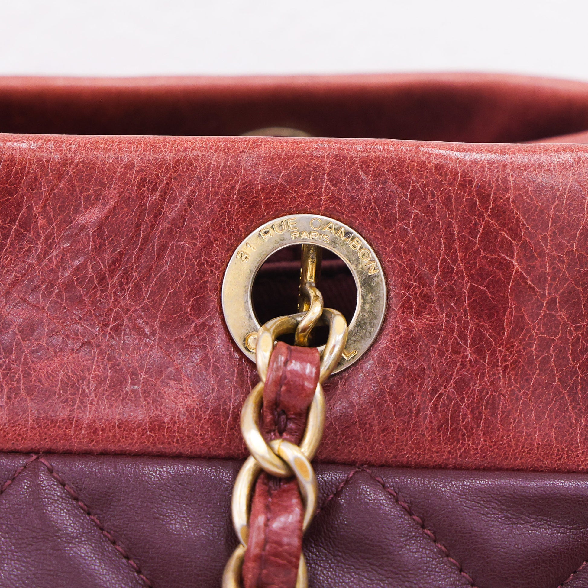 Preloved CHANEL Matelasse Calfskin Chain Tote Burgundy 20th Series  | Luxe Again Maison