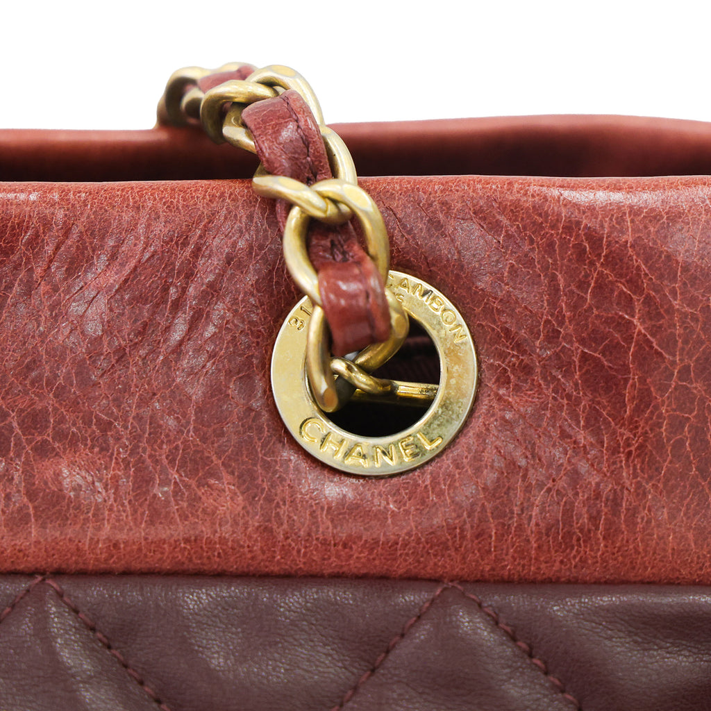 Preloved CHANEL Matelasse Calfskin Chain Tote Burgundy 20th Series  | Luxe Again Maison