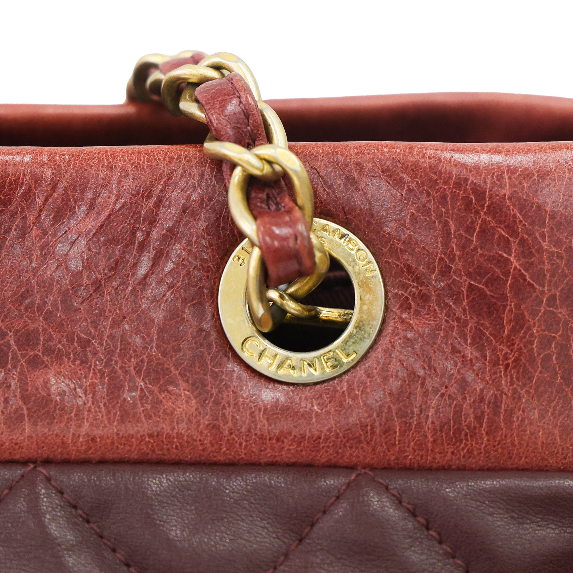 Preloved CHANEL Matelasse Calfskin Chain Tote Burgundy 20th Series  | Luxe Again Maison