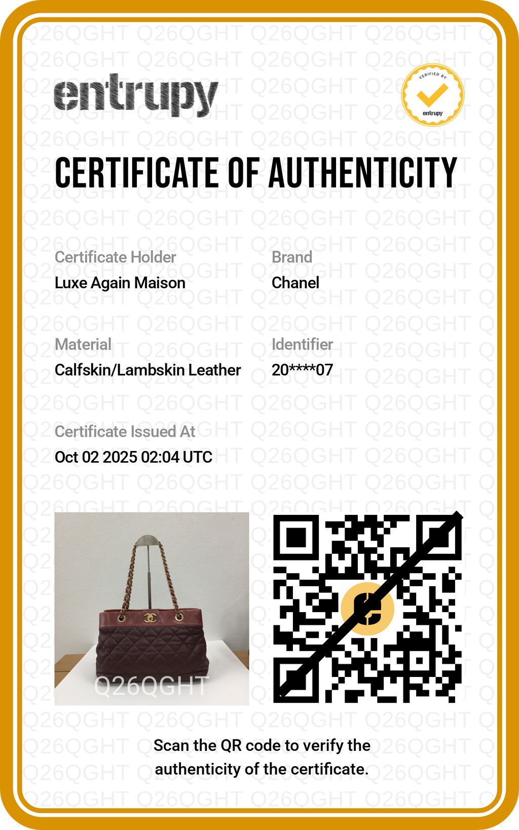 Preloved CHANEL Matelasse Calfskin Chain Tote Burgundy 20th Series  | Luxe Again Maison