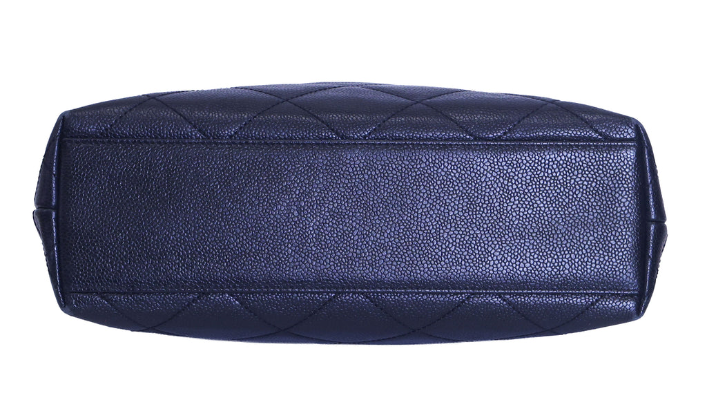 Preloved CHANEL Matelasse Caviar CC Mark Round Wood Handle Tote Black | Luxe Again Maison