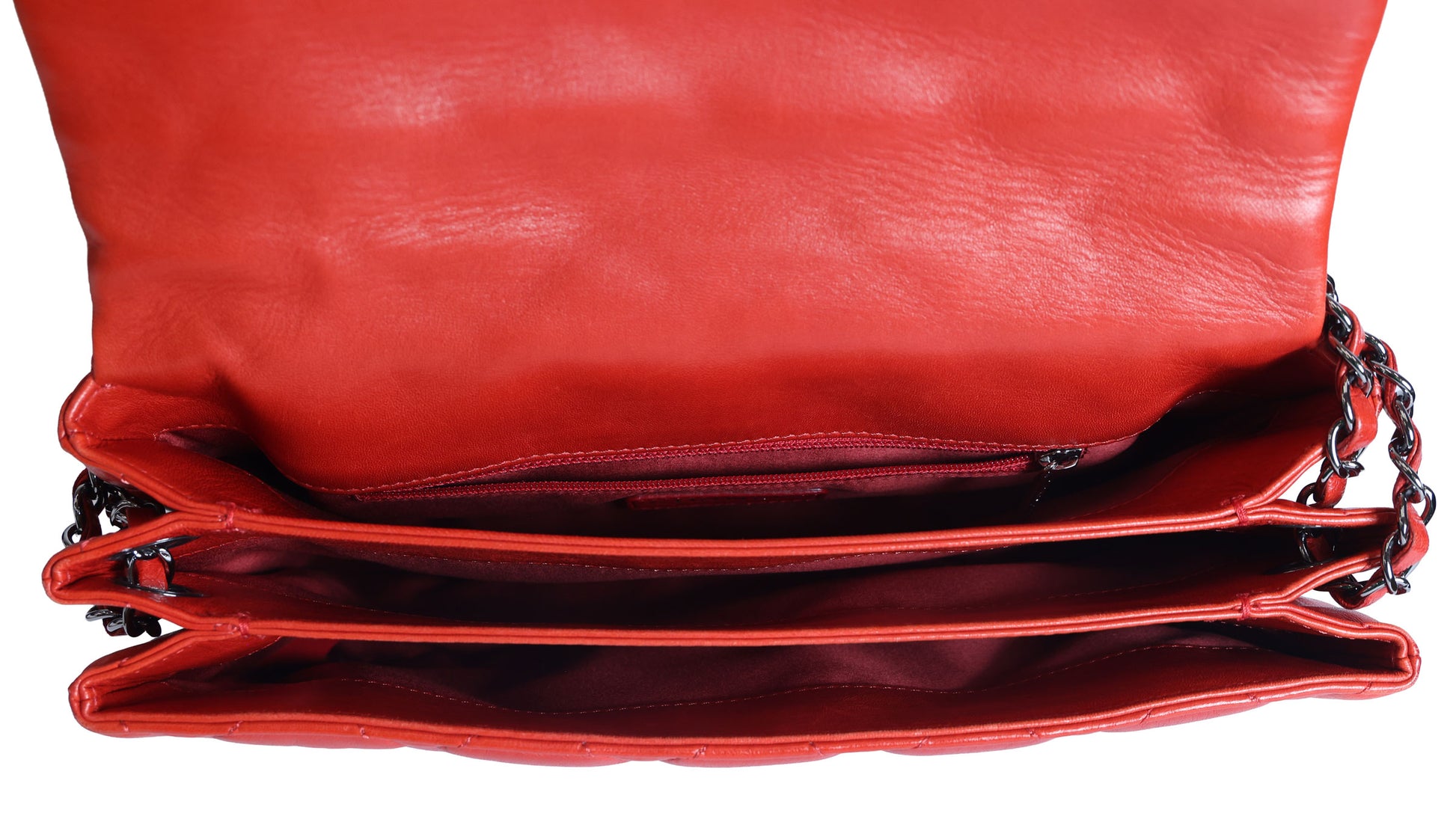 Preloved CHANEL Matelasse Lambskin Chain Shoulder Red Silver Hardware 13XXXXXX | Luxe Again Maison