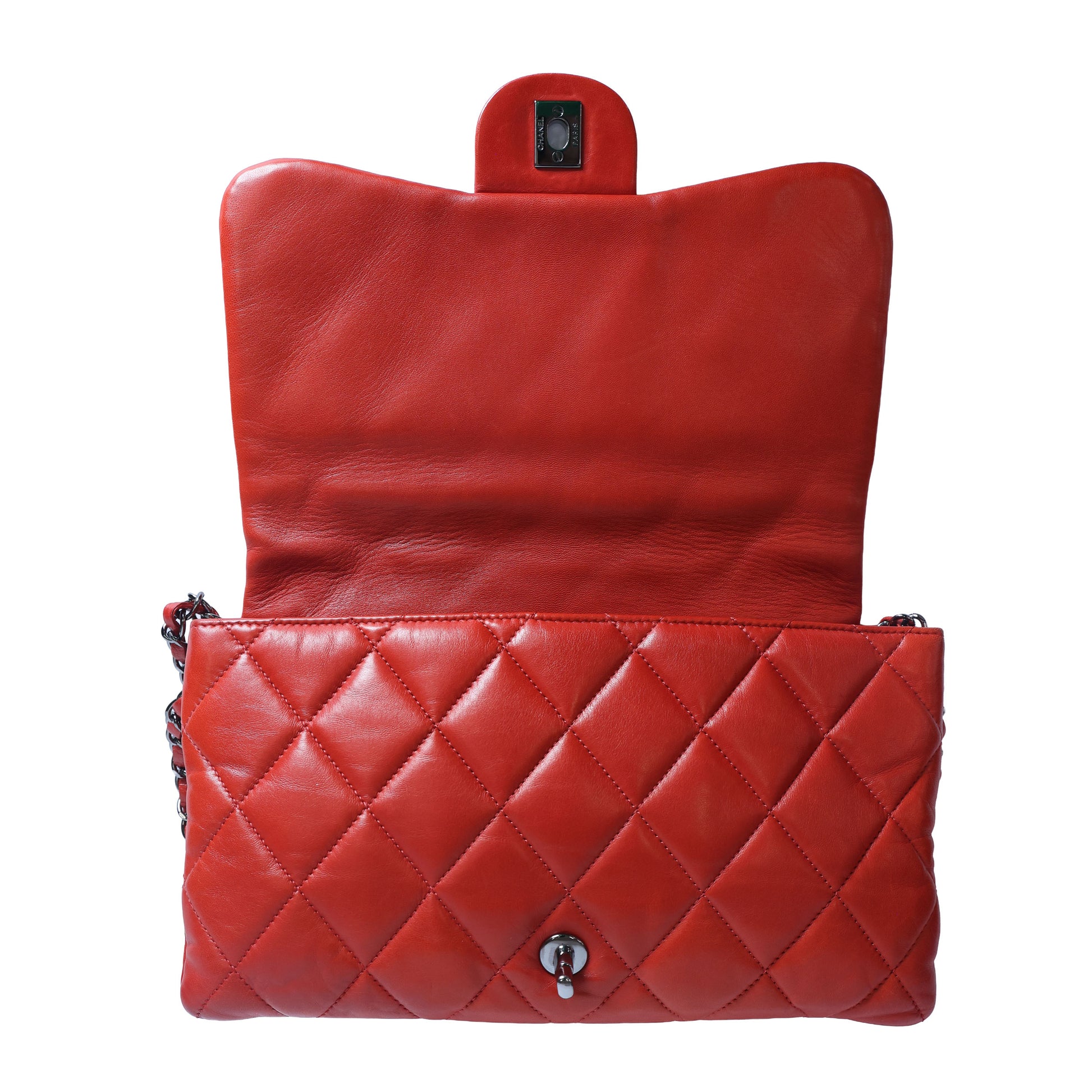 Preloved CHANEL Matelasse Lambskin Chain Shoulder Red Silver Hardware 13XXXXXX | Luxe Again Maison