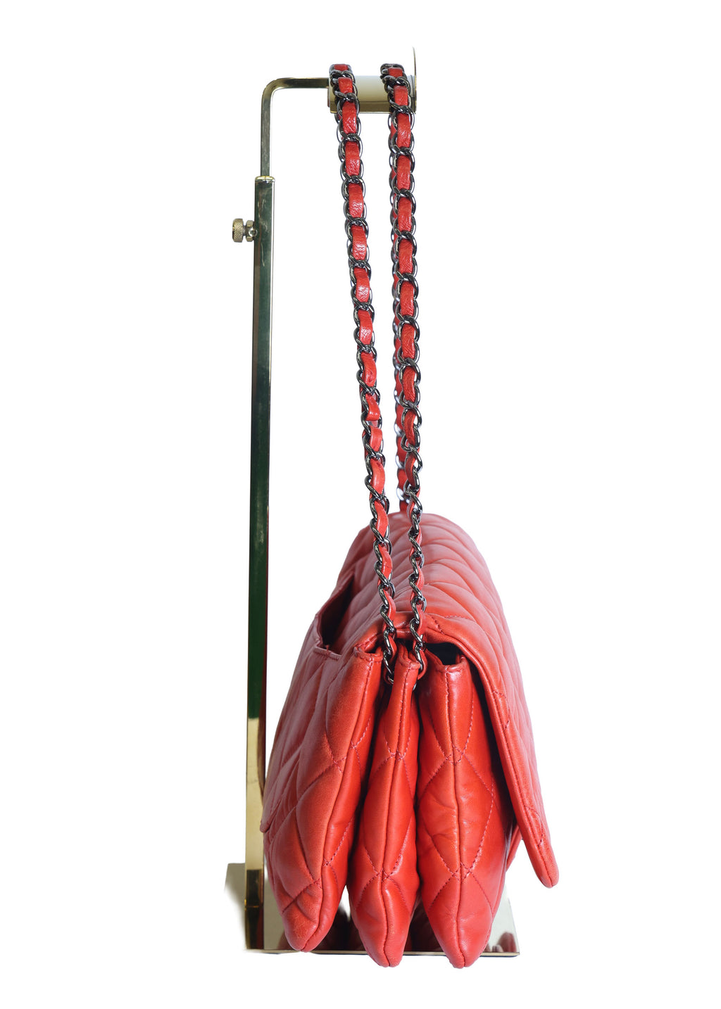 Preloved CHANEL Matelasse Lambskin Chain Shoulder Red Silver Hardware 13XXXXXX | Luxe Again Maison