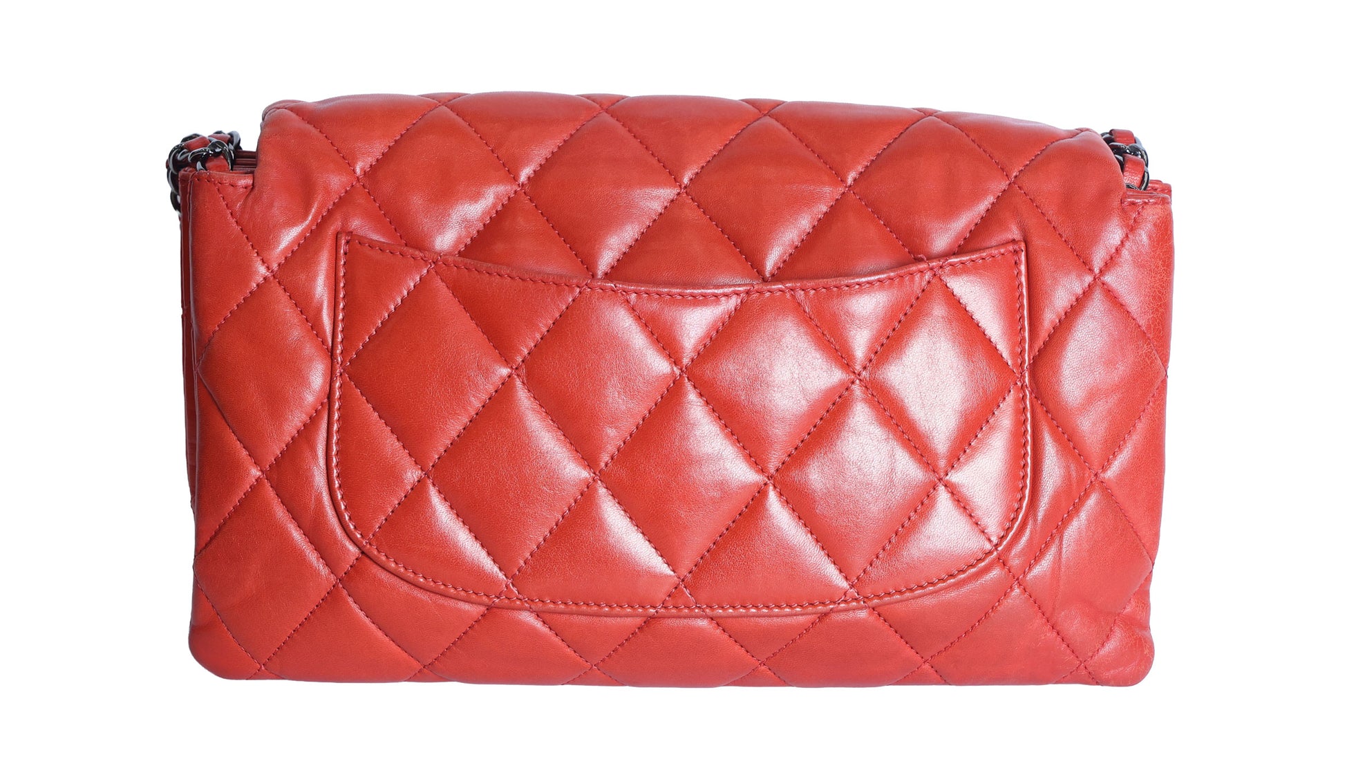 Preloved CHANEL Matelasse Lambskin Chain Shoulder Red Silver Hardware 13XXXXXX | Luxe Again Maison